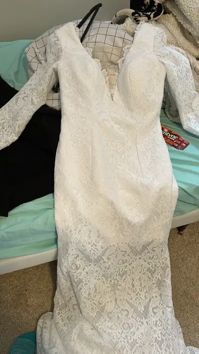 Size 8 lace wedding dress , View more