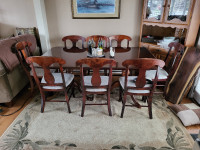 11 piece Cherrywood Dining Set (table with 2 sleeves + 8 chairs)