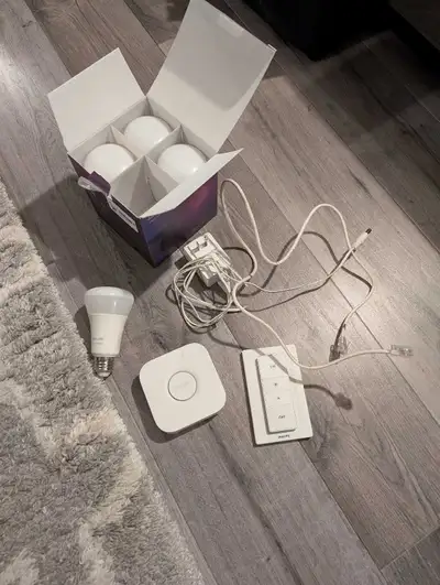 phillips hue hub w 4x bulbs and dimmer switch, View more
