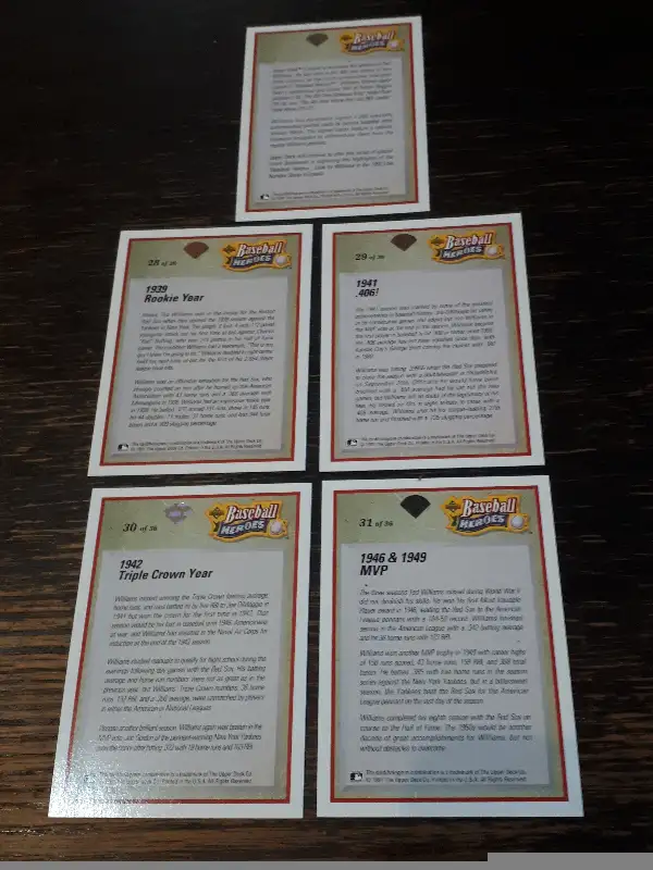 1991 Upper Deck Baseball Ted Williams Heroes Set in Arts & Collectibles in London - Image 3
