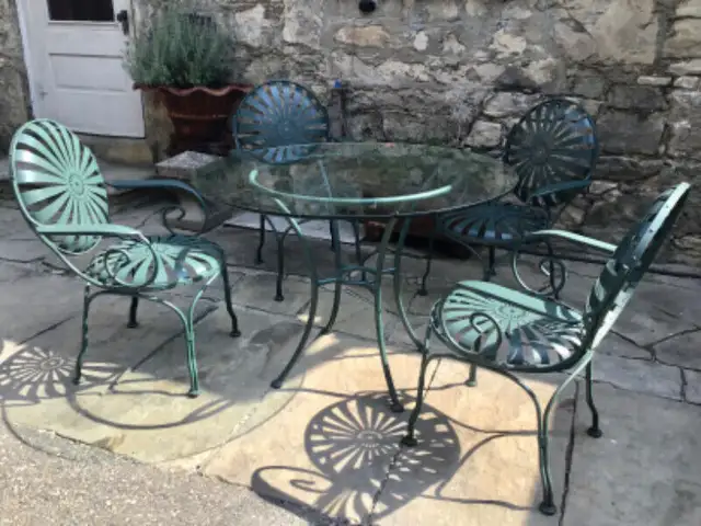 Antique Iron Francois Carre French Sunburst Garden Patio Set FR in Patio & Garden Furniture in Kitchener / Waterloo - Image 3