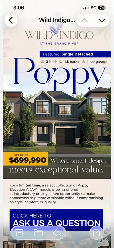 Featured: Single Detached - 3 beds • 1.5 baths al 1 car garage Poppy NET PRICE $699,990 Where smart...