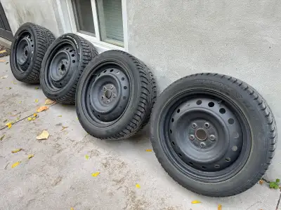 Selling a full set of Hankook iPike RS winter tires mounted on steel wheels. Pickup in Stratford, On...