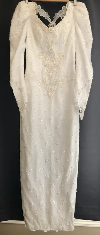 Wedding Dress With Train Extremely detailed with lace, pearls and sequins. Train 2m long Clean, exce...