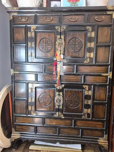 Vintage Oriental Cabinet / Korean Style Chest – Solid Wood, View more
