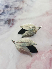 Vintage  Silver leaf clip on earrings 