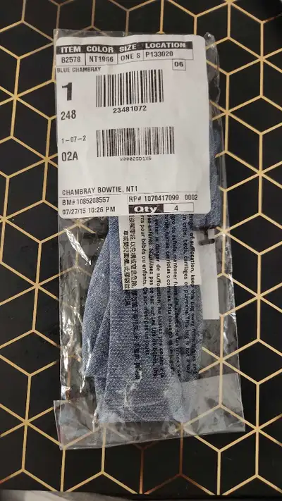 j crew unopened blue chambray bow tie, View more