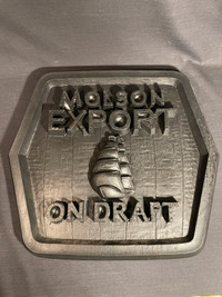 Molson Export On Draft Beer Bar Sign Black RARE Man Cave