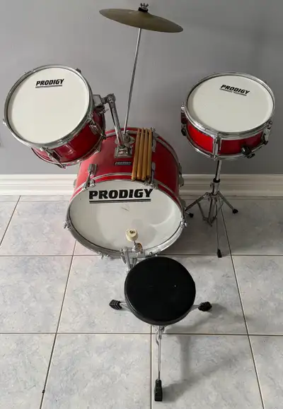 Child’s  PRODIGY Drum Set. Needs 2 New Skins, View more