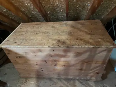 Antique Large Pine Trunk/Blanket Box/Coffee Table, View more