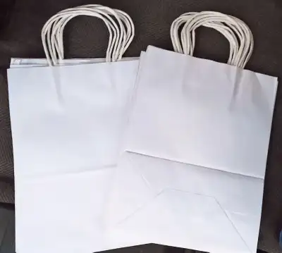 White Paper Gift Bags, pack of 25. 8" X 4.75" X 10.25" BRAND NEW, View more