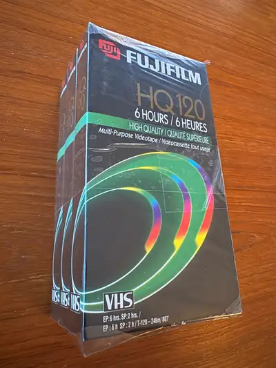 Still in the wrapping. Fuji 3-Pack 120-Minute VHS Tapes (HQT1203PK) Pickup in Burlington. (Pinedale...