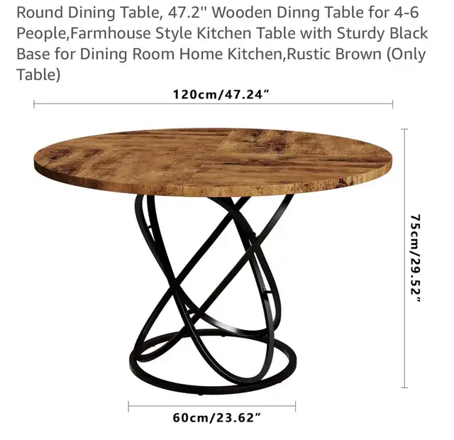 Round Dining Table in rustic wooden style  in Dining Tables & Sets in City of Toronto - Image 4
