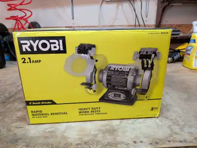RYOBI 2.1-Amp 6-inch Grinder with LED Lights Model # BG612G new in the box. Delivery is always free...