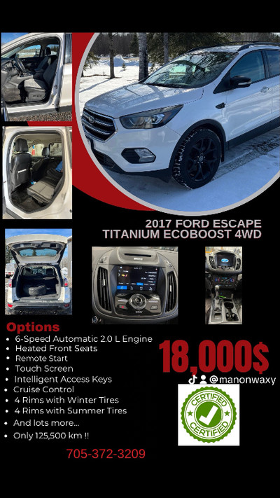 Certified 2017 Ford Escape Titanium 4 WD
