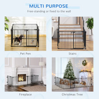 PawHut Dog Safety Gate 8-Panel Playpen Fireplace Christmas Tree 