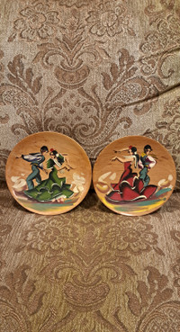 1970s Decorative Wooden Wall Plates (2) Made in Spain