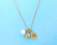 Personalized, Letter, Initial, Pearl, Elephant, Gift, Necklace
