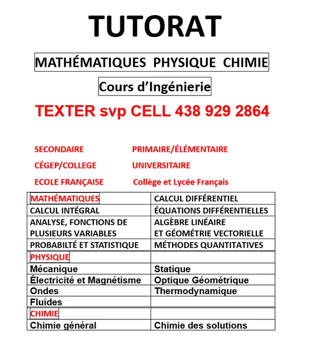 Tutoring Math Physics Chemistry online 24$/h TEXT CEL 438929286462863725725697121