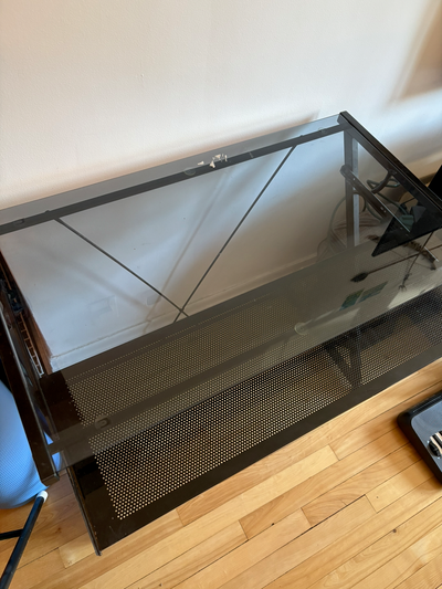 Glass top computer desk, View more