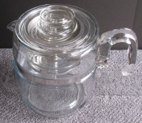 Pyrex Blue Flameware 9 Cup Glass Coffee Pot Percolator Complete