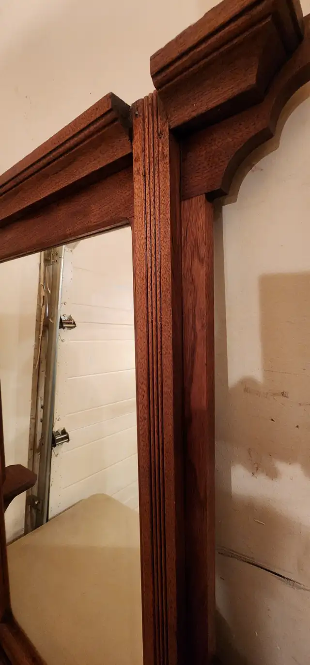 Beautiful Antique Wood Hall Mirror by Eastlake With 2 Shelves in Home Décor & Accents in Edmonton - Image 5