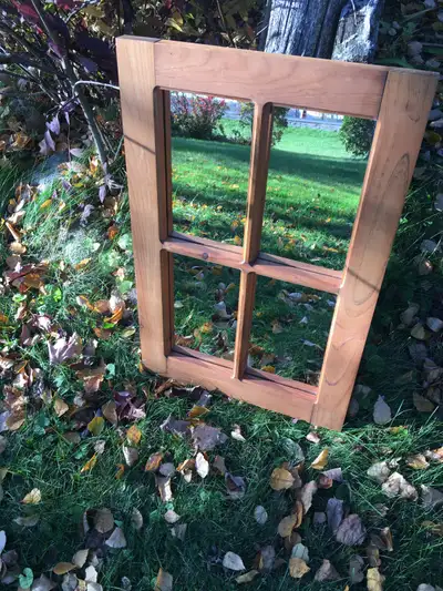 4 panelled mirror in wooden frame, View more