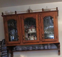 Oak Wall Cabinet with Hanging Shelf