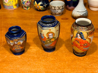 Small Japanese Satsuma Vase Brown Glaze With Elders Vintage Porc