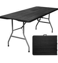Folding Table 6ft Portable Heavy Duty Plastic Fold-in-Half Folda