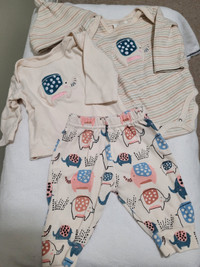 Elephant 4-piece unisex baby set,  newborn size