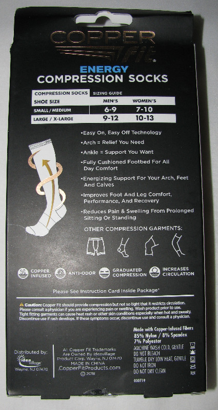 Copper Fit Easy On/Off Compression Socks Unisex Black 3Pair New in Other in Saint John - Image 2