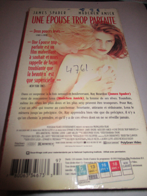 VHS «Une épouse trop parfaite» dans CD, DVD et Blu-ray  à Longueuil/Rive Sud - Image 2