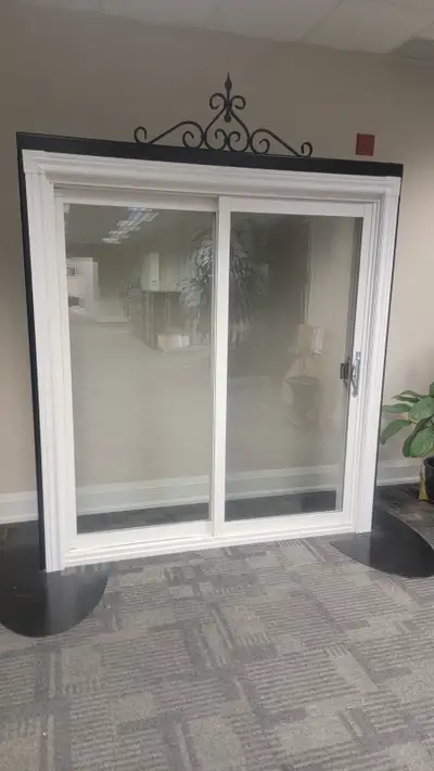 Spring Special Sale Glacier White Sliding Low-E Vinyl Double Glass, Energy Star Patio Door with Scre...