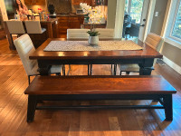 Solid Wood Extendable Dining Table & Bench