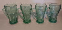 Vintage Libbey Green Coca Cola Glass/ Mugs with Handles