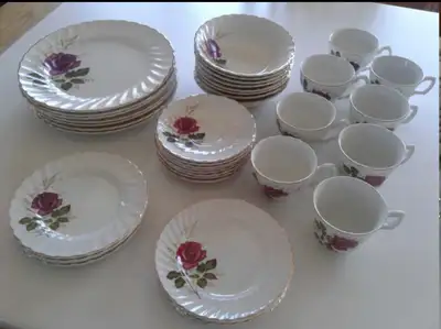 Vintage Ridgway Anniversary Rose Ironstone Dish Set – England, View more
