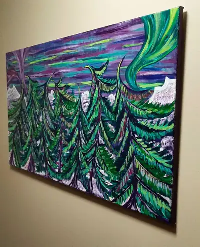 Northern lights-Artist,Abstract impressionism painting,20"x40", View more