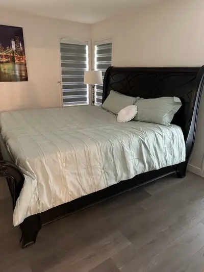 King Size Sleigh Bed with Brand New Mattress and Comforter, View more