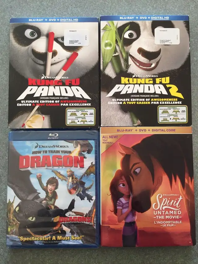 New dreamworks Blurays Spirit Untamed Movie Kung Fu Panda 1 2