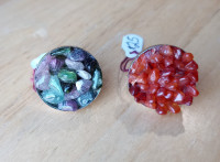 Carnelian and Tourmaline Geode stone Rings ~Handmade!