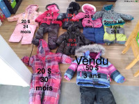 Manteaux, habit de neige, tuques, cache cou, mitaines, bottes