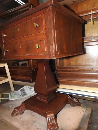 antique victorian pedestal end table claw feet, View more