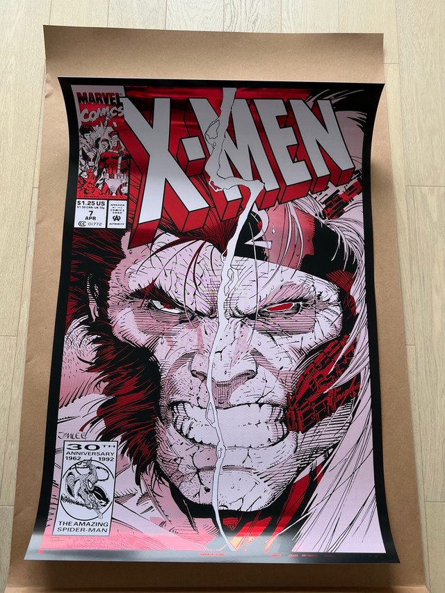 X-Men #7 Foil Variant Poster Jim Lee Art Thibert 04 1992 edition in Arts & Collectibles in Vancouver