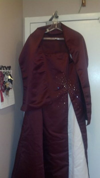 Burgundy & White Dress- Party Wedding Bridesmaid/ Bridal XL