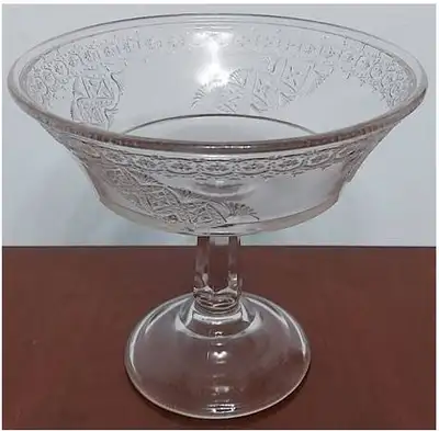 CLEAR PRESSED-GLASS FOOTED COMPOTE (vintage), View more