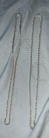 Silver plated, long rope chains.