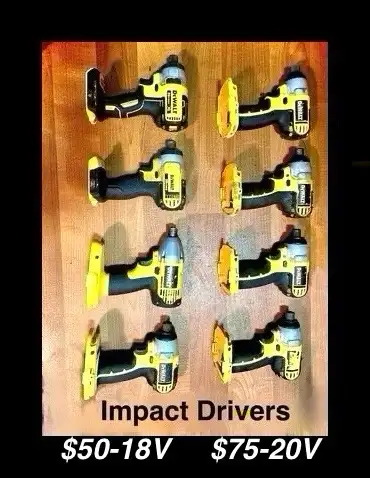  DeWalt Impact Drivers 18V-$50 / 20V-$75 , View more