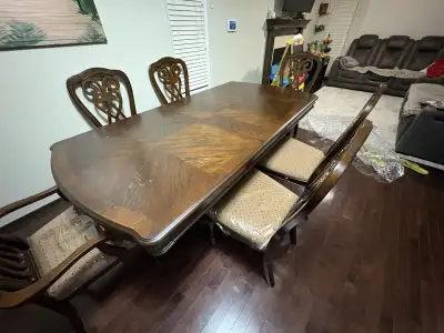 Moving sale - 6 chairs wooden dining table $500, View more