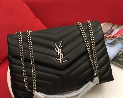 YSL Loulou Large Black Leather Tote Shoulder Bag, View more